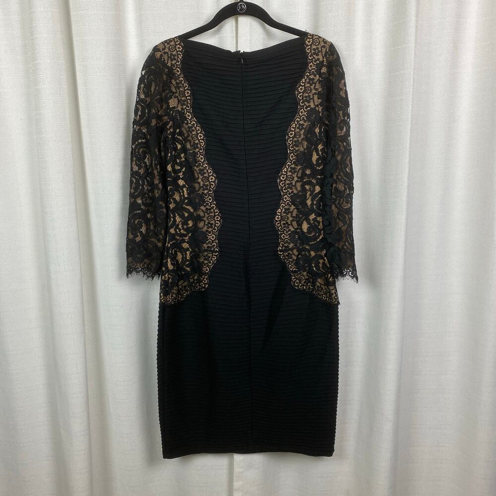Tadashi Shoji Black Lace Inset Sheath Midi Dress Sz.L - Picture 9 of 14